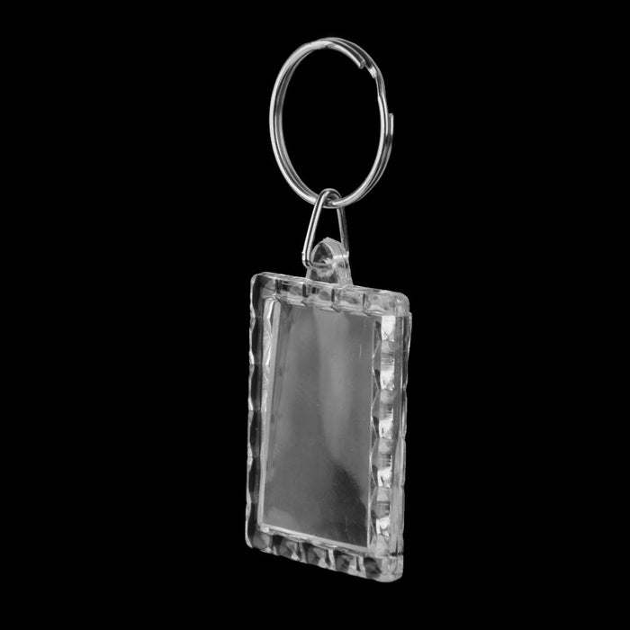 10pcs Rectangle Blank Insert Photo Frame Split Ring Keychain 3.5*4.3cm