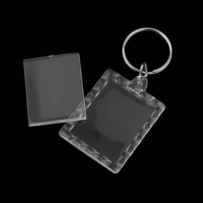 10pcs Rectangle Blank Insert Photo Frame Split Ring Keychain 3.5*4.3cm