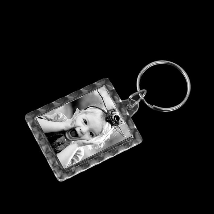 10pcs Rectangle Blank Insert Photo Frame Split Ring Keychain 3.5*4.3cm