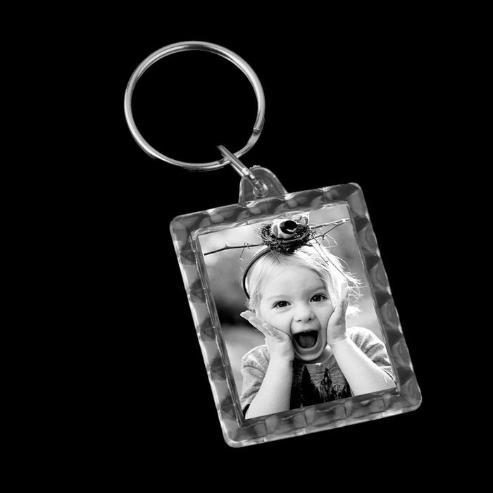 10pcs Rectangle Blank Insert Photo Frame Split Ring Keychain 3.5*4.3cm