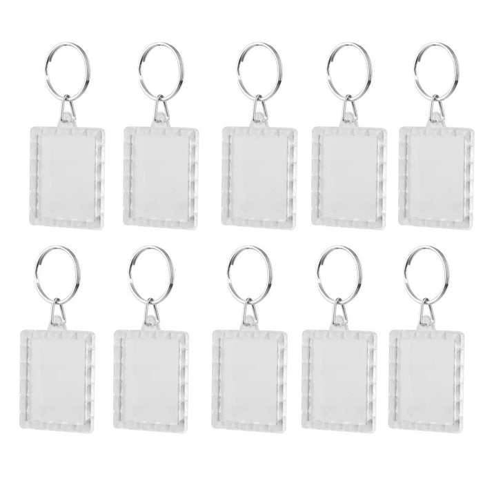 10pcs Rectangle Blank Insert Photo Frame Split Ring Keychain 3.5*4.3cm