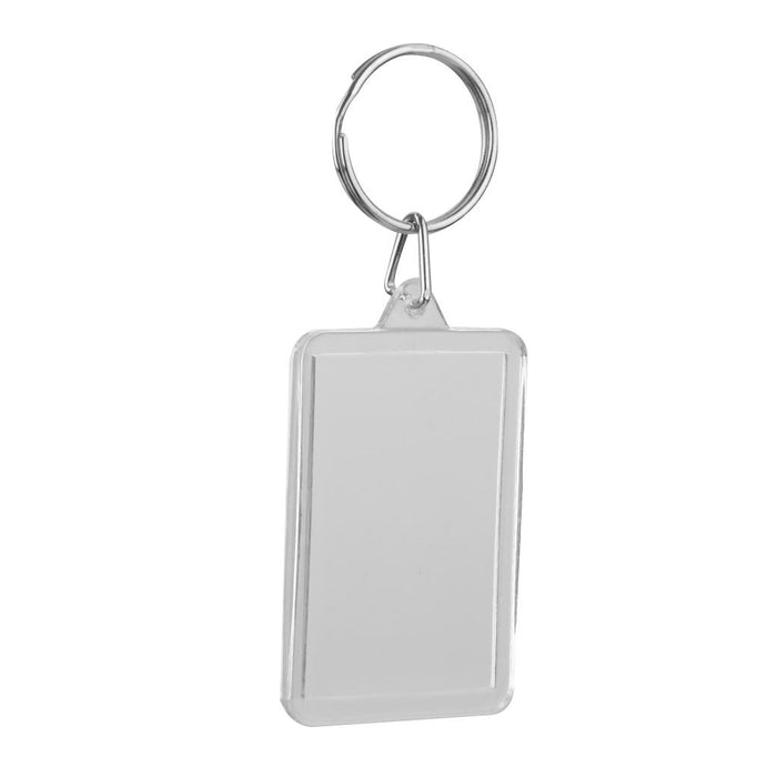 10x Rectangle Blank Insert Photo Picture Frame Split Ring Keychain 3.4x5.2cm