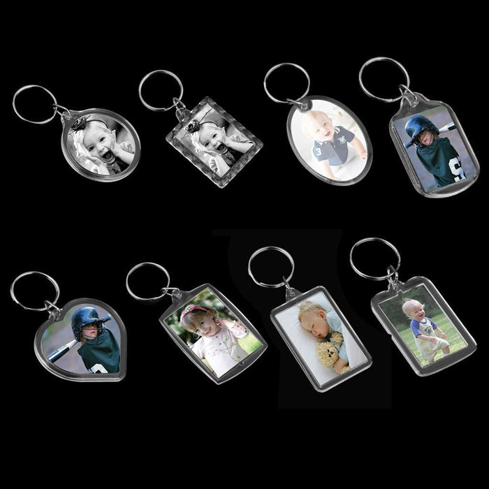 10x Rectangle Blank Insert Photo Picture Frame Split Ring Keychain 3.4x5.2cm