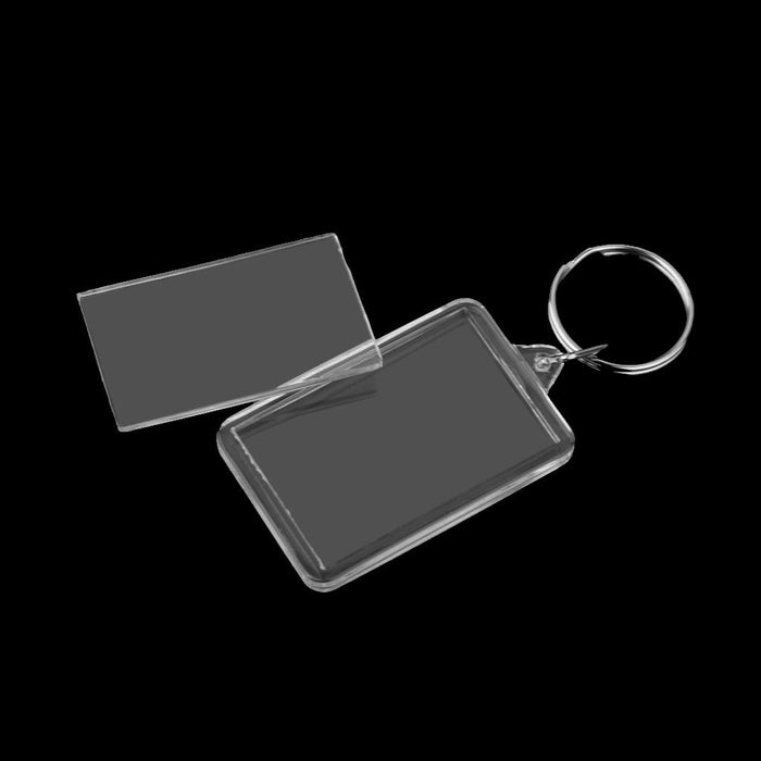 10x Rectangle Blank Insert Photo Picture Frame Split Ring Keychain 3.4x5.2cm