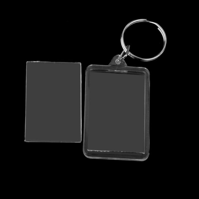 10x Rectangle Blank Insert Photo Picture Frame Split Ring Keychain 3.4x5.2cm