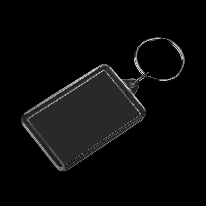 10x Rectangle Blank Insert Photo Picture Frame Split Ring Keychain 3.4x5.2cm