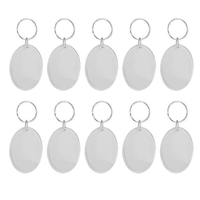 10x Oval Blank Insert Photo Picture Frame Split Ring Keychain 3.9*5.5cm