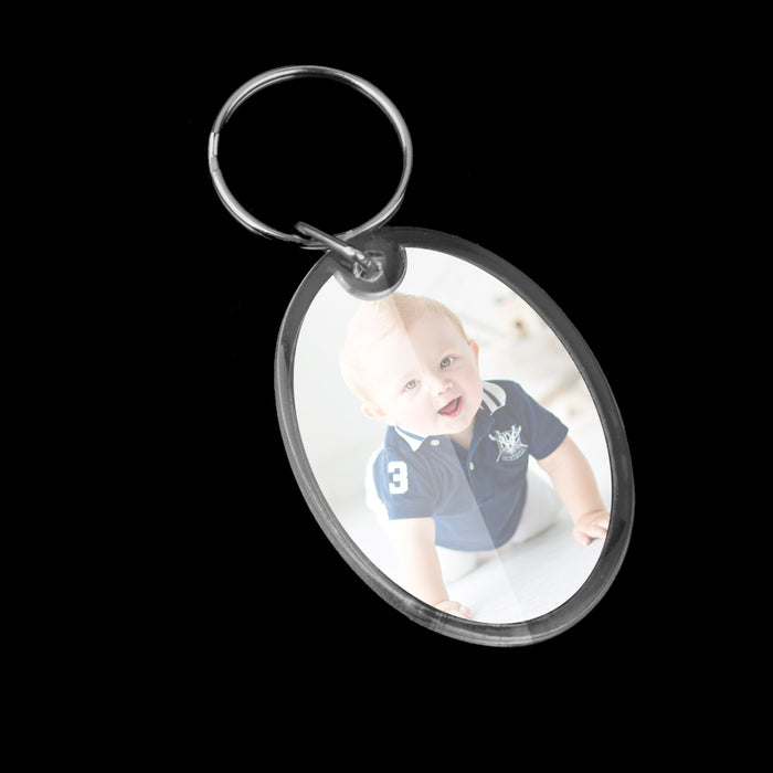 10x Oval Blank Insert Photo Picture Frame Split Ring Keychain 3.9*5.5cm