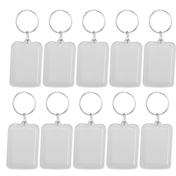 10pcs Rectangle Blank Insert Photo Picture Frame Split Ring Keychain 3.3x5cm