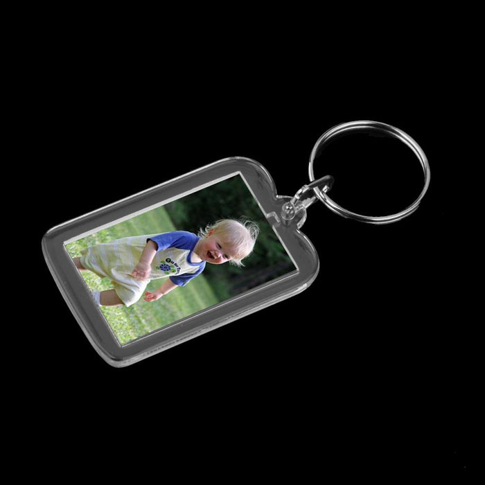 10pcs Rectangle Blank Insert Photo Picture Frame Split Ring Keychain 3.3x5cm