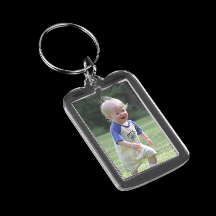 10pcs Rectangle Blank Insert Photo Picture Frame Split Ring Keychain 3.3x5cm