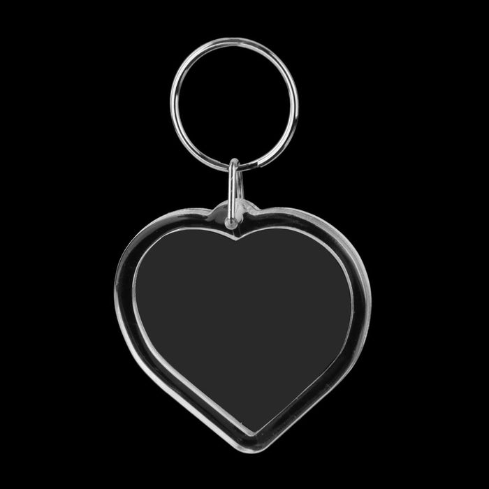 10pcs Heart Blank Insert Photo Picture Frame Split Ring Keychain 5x5cm