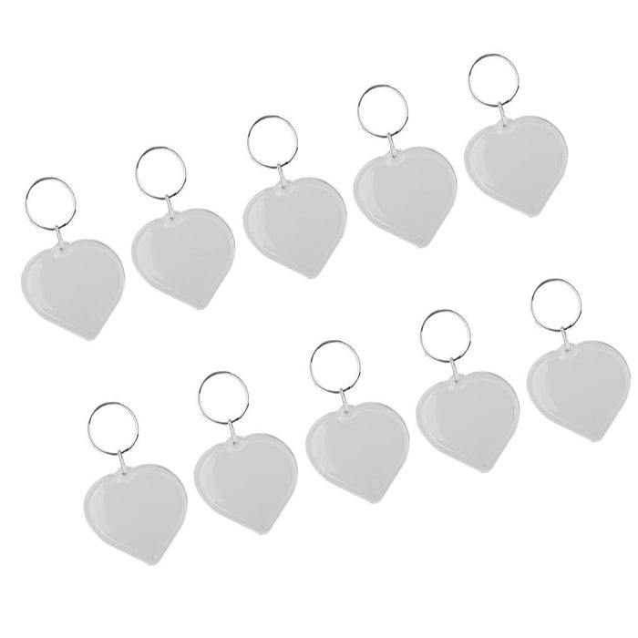 10pcs Heart Blank Insert Photo Picture Frame Split Ring Keychain 5x5cm