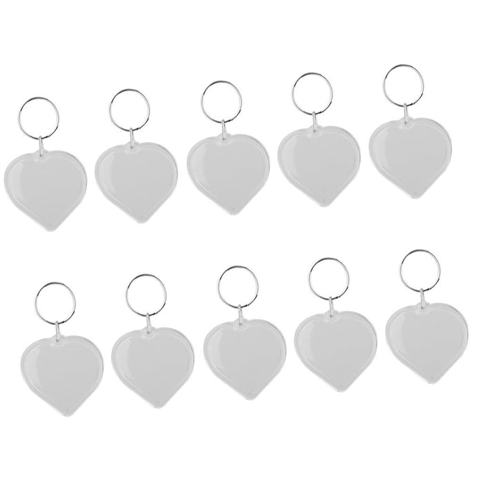 10pcs Heart Blank Insert Photo Picture Frame Split Ring Keychain 5x5cm