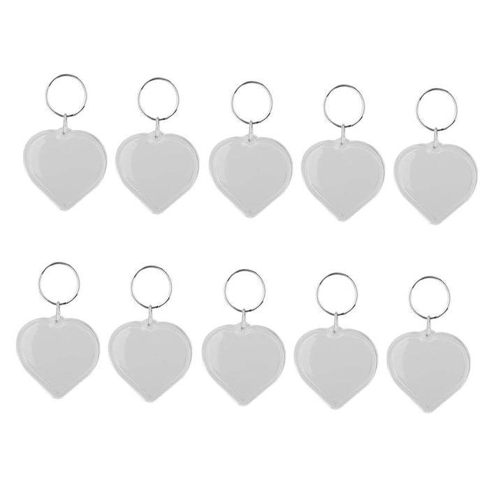 10pcs Heart Blank Insert Photo Picture Frame Split Ring Keychain 5x5cm