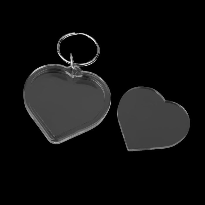 10pcs Heart Blank Insert Photo Picture Frame Split Ring Keychain 5x5cm