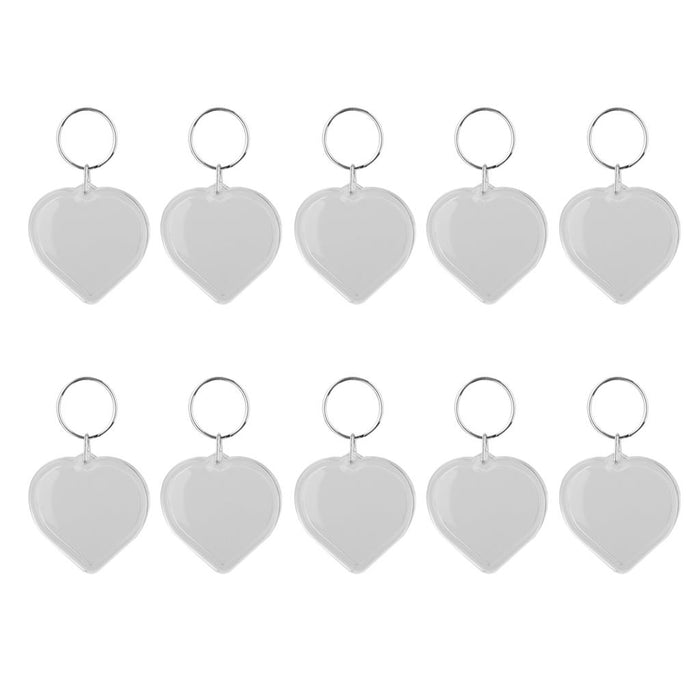 10pcs Heart Blank Insert Photo Picture Frame Split Ring Keychain 5x5cm