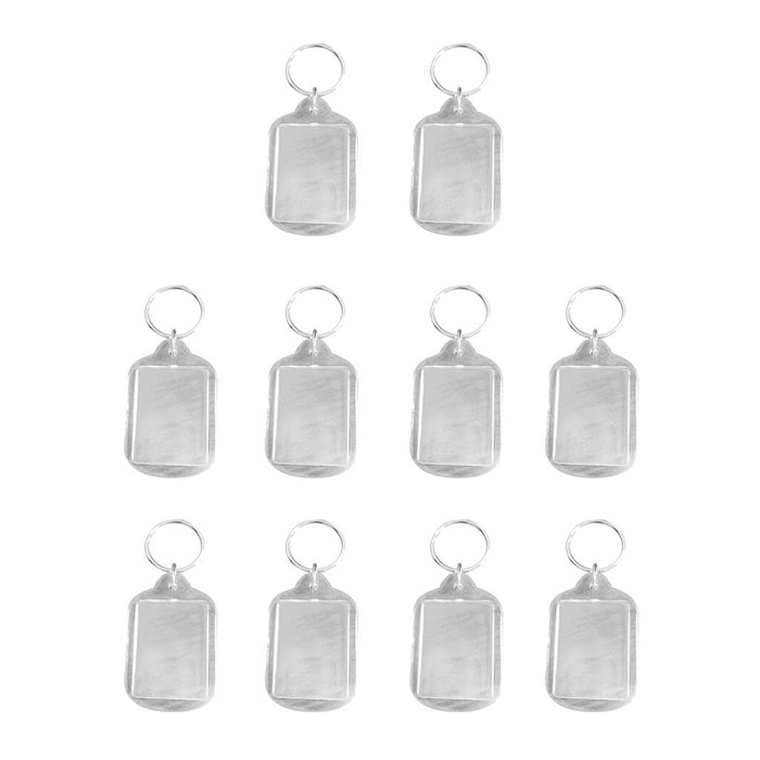 10 pcs Rectangle Blank Insert Photo Picture Frame Split Ring Keychain