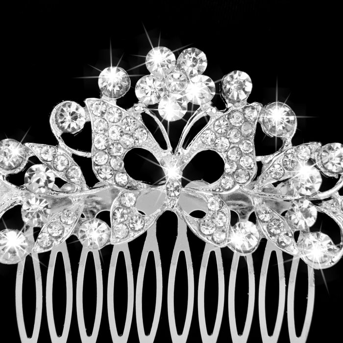 Vintage Crystal Butterfly Wedding Hair Comb Bridal Headpieces Hair Pieces