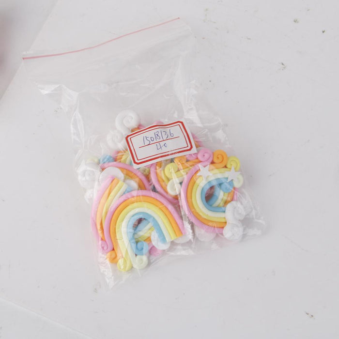 10x Rainbow Star Clouds Polymer Clay Scrapbooking Craft DIY