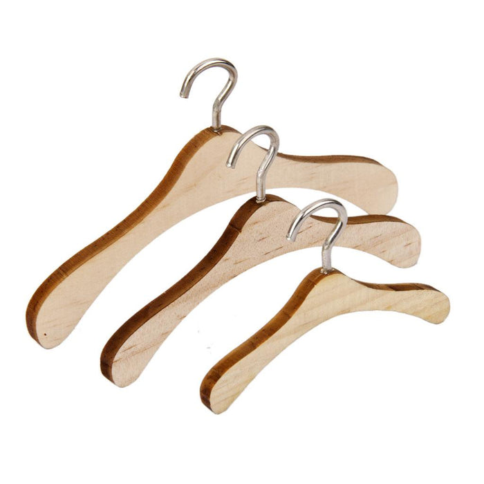 Crofta 10pcs Wooden Clothes Hanger Metal Hook for 1/3  BJD Dolls