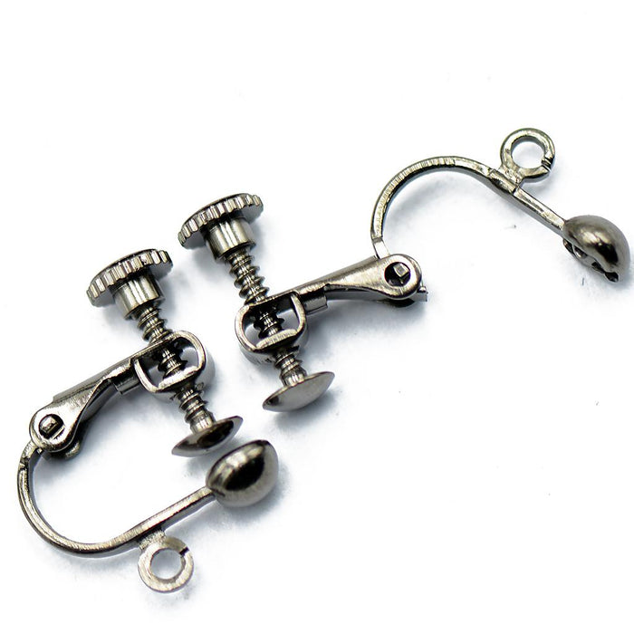 12pcs Adjustable Screw Earring Clips Hook Jewelry Making Grey Black