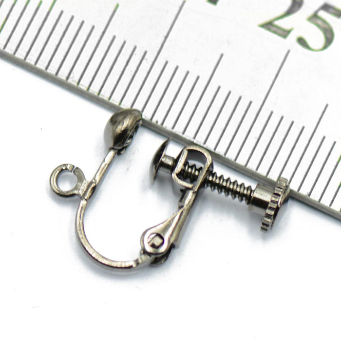 12pcs Adjustable Screw Earring Clips Hook Jewelry Making Grey Black