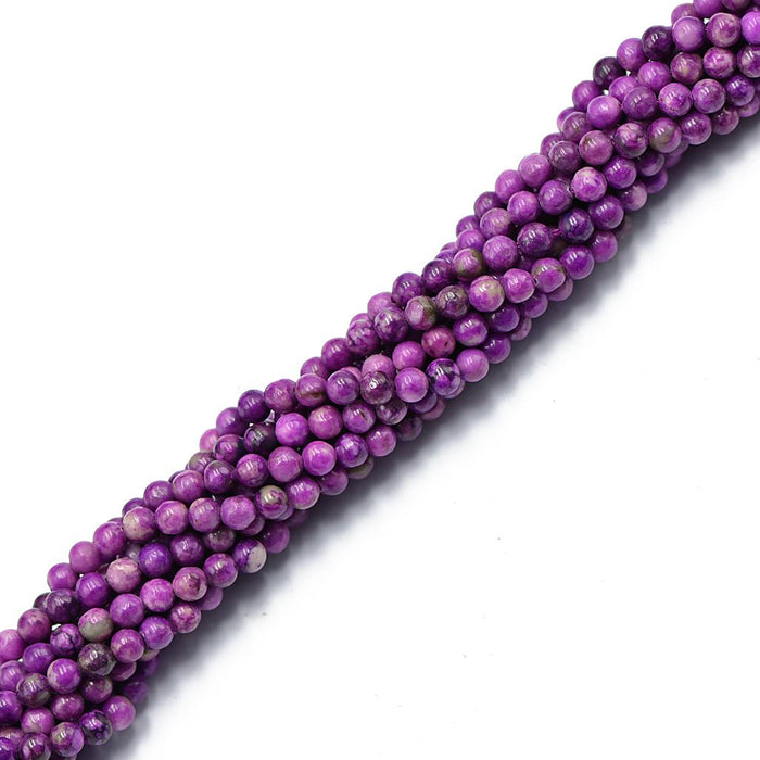 4 mm Fake Purple Charoite Round Loose Beads Strand 15 Inch