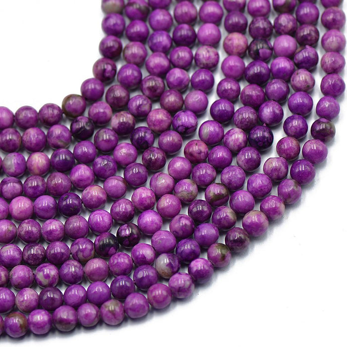 4 mm Fake Purple Charoite Round Loose Beads Strand 15 Inch