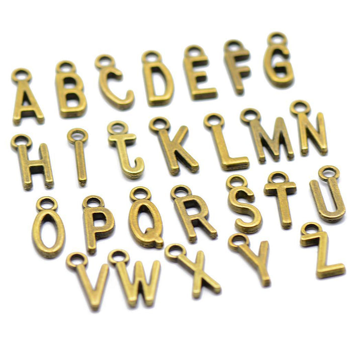 Crofta 100 Pcs Mixed Alphabet ABC Letter Charms Pendant Jewelry Making Steampunk