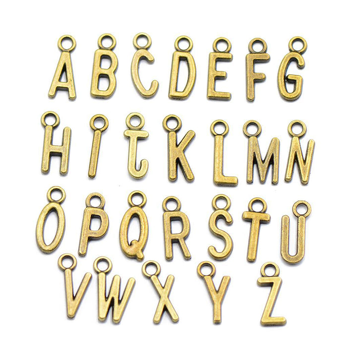 Crofta 100 Pcs Mixed Alphabet ABC Letter Charms Pendant Jewelry Making Steampunk