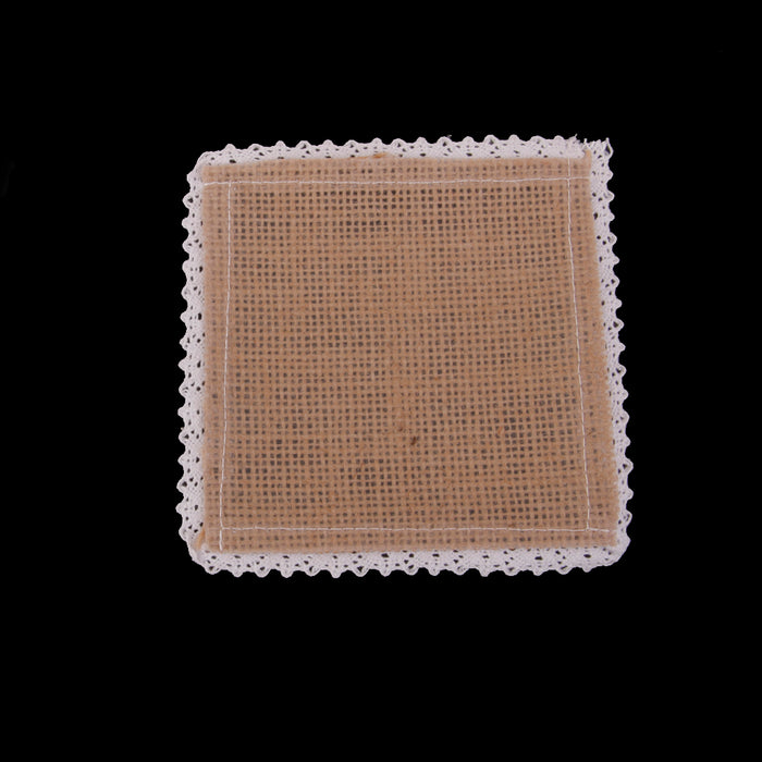 10x Hessian Burlap Cup Mats w/ Lace Coasters Wedding Party Decor 11.5x11.5cm