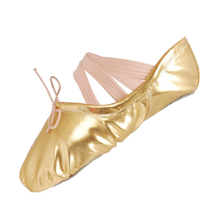 Women Girl Gold Ballet Pointe Gymnastics Leather Dance Shoes 37