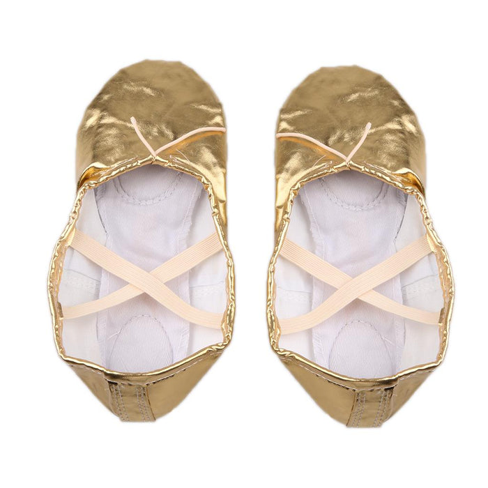 Women Girl Gold Ballet Pointe Gymnastics Leather Dance Shoes 37