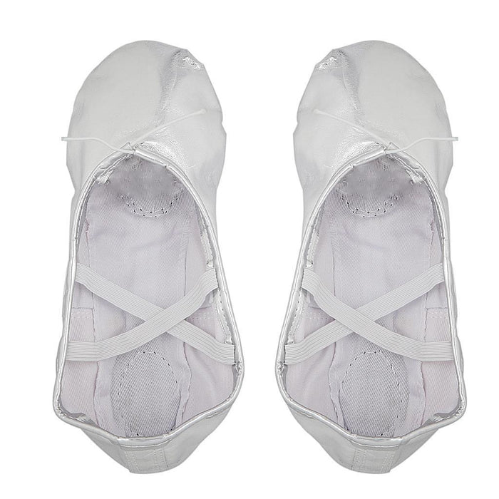 Women Girl Silver Ballet Pointe Gymnastics Leather Dance Shoes 36