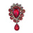 Women Lady Wedding Scarf Red Crystal Rhinestone Brooch Pin Gold Jewelry