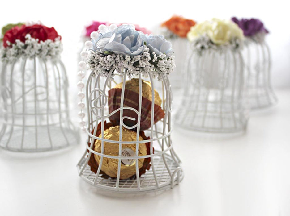 White Bird Cage Wedding Party Gift Box Favor Candy Chocolate Flower Decor