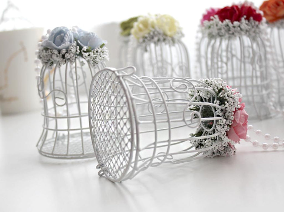 White Bird Cage Wedding Party Gift Box Favor Candy Chocolate Flower Decor