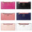 Crofta Womens Bowknot Long Zip Clutch PU Leather Wallet Purse Coin Card Bag Pink