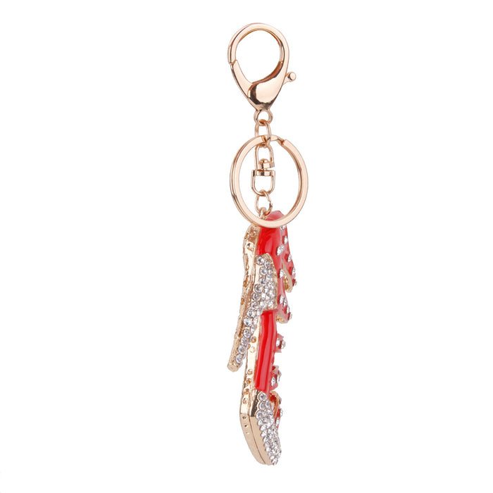 1pc Alloy Rhinestone High Heel Shape Pendant Keyring Keychain