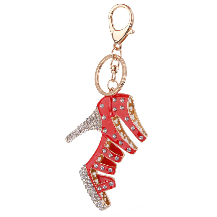 1pc Alloy Rhinestone High Heel Shape Pendant Keyring Keychain