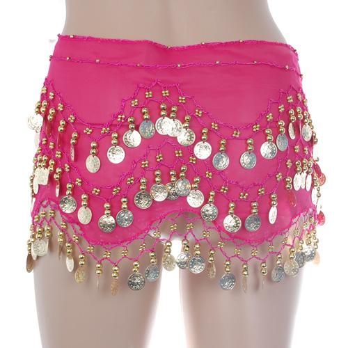 Crofta Women Dancer Dress Belly Dance Hip Scarf Belt Skirt Wrap Pink