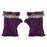 Rabbit Fur Girls Hand Wrist Warmer Fingerless Gloves - Dark Purple