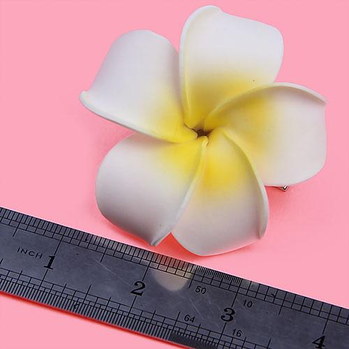 Crofta Women Bridal Wedding Dress Charms Plumeria Foam Flower Hair Clip Brooch Pin Hair Decor Accessories Hair Pin White and Yellow