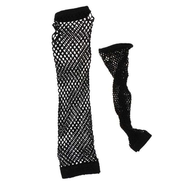 Crofta 1Pair Hens Night Party Bride To Be Black Ladies Fingerless Fishnet Gloves