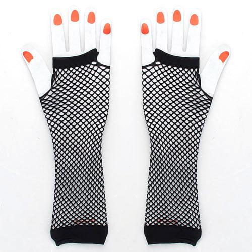 Crofta 1Pair Hens Night Party Bride To Be Black Ladies Fingerless Fishnet Gloves