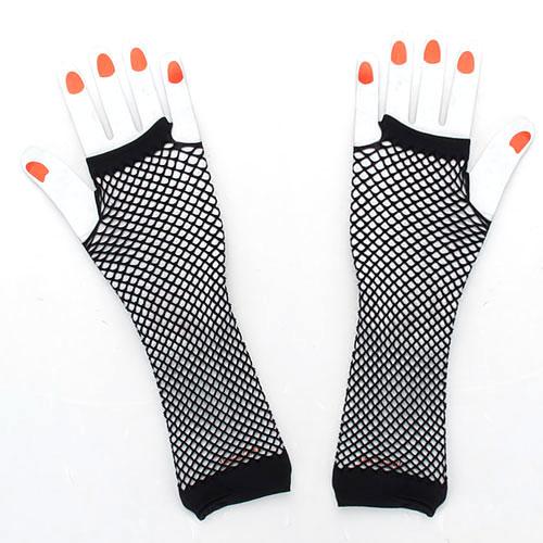 Crofta 1Pair Hens Night Party Bride To Be Black Ladies Fingerless Fishnet Gloves