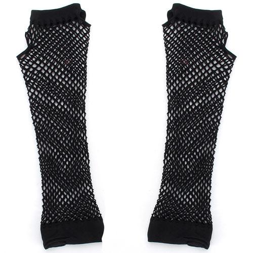 Crofta 1Pair Hens Night Party Bride To Be Black Ladies Fingerless Fishnet Gloves