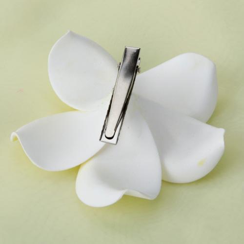 Crofta Women Girls Plumeria Flower Foam Hair Clip 3 3/4 inch - White