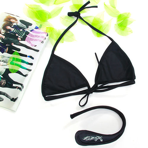 Women Sexy C-string Bra Set Lingerie Underwear - Black